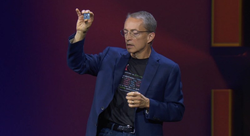 Pat Gelsinger shows off a UCIe test chip.